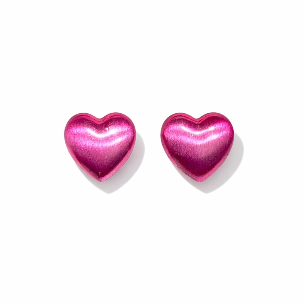 Elegant Pink Heart Stud Earrings